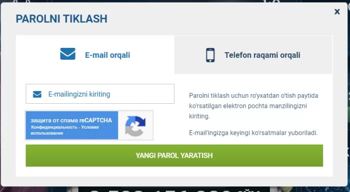 1xbet pochtadan tiklash 1xbet pochta orqali tiklash
