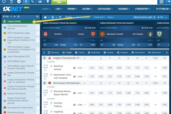 1xbet sportga tikish 1xbet football