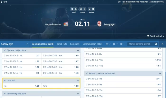 1xbet voleyball total voleyball total