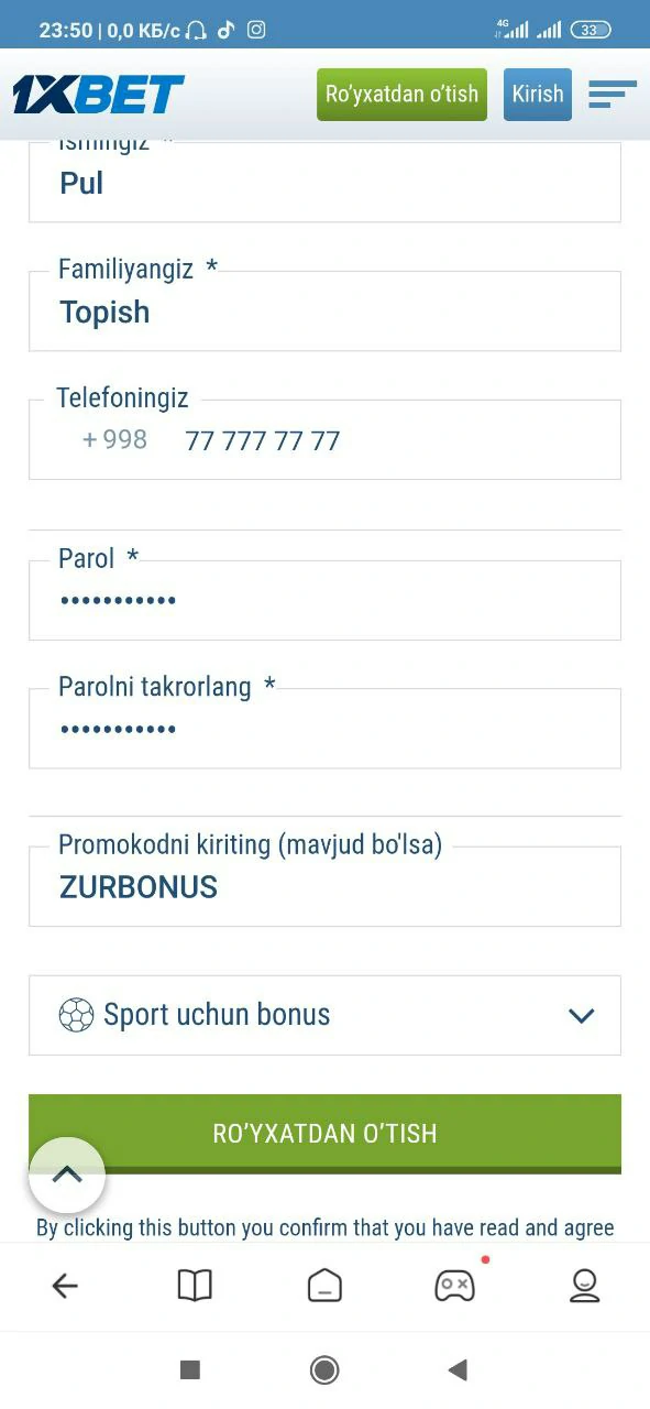 mail 1xbet kirish