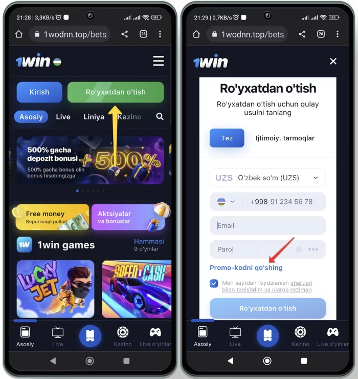 1win uz saytida ro'yxatdan o'tish 1win uzbekistan ro'yxatdan o'tish