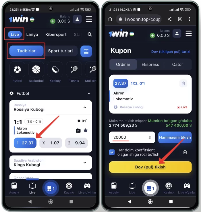 1win uz saytida futbolga pul tikish 1win saytida sportga pul tikish