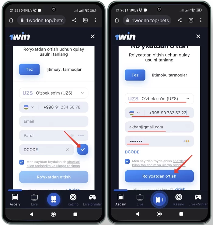 1win saytida ro'yxatdan o'tish 1win uz rasmiy saytida registratsiya qilish