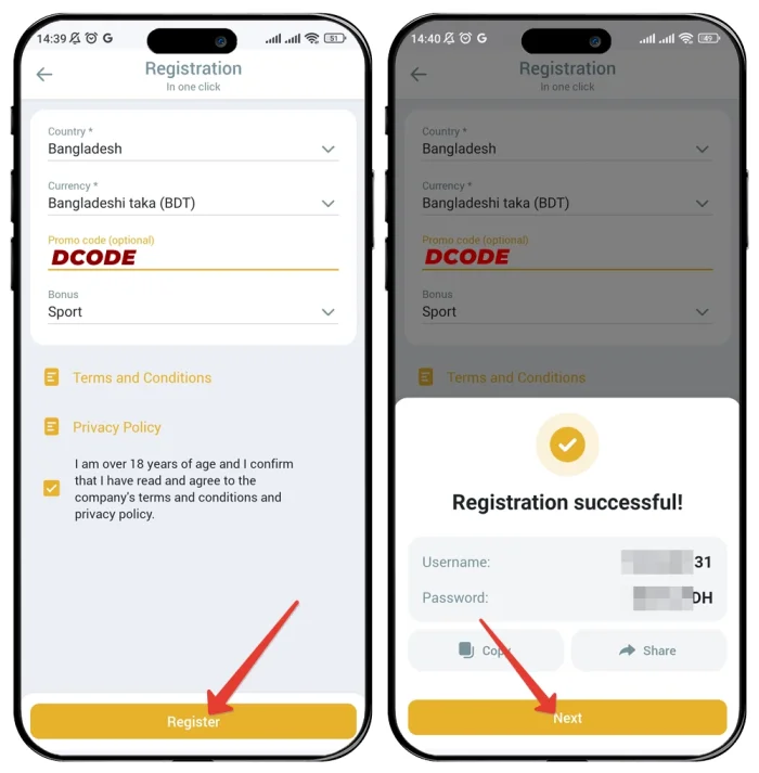Melbet registration by promo code